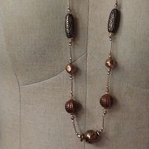 Elegant Gold and Brown Beaded Necklace